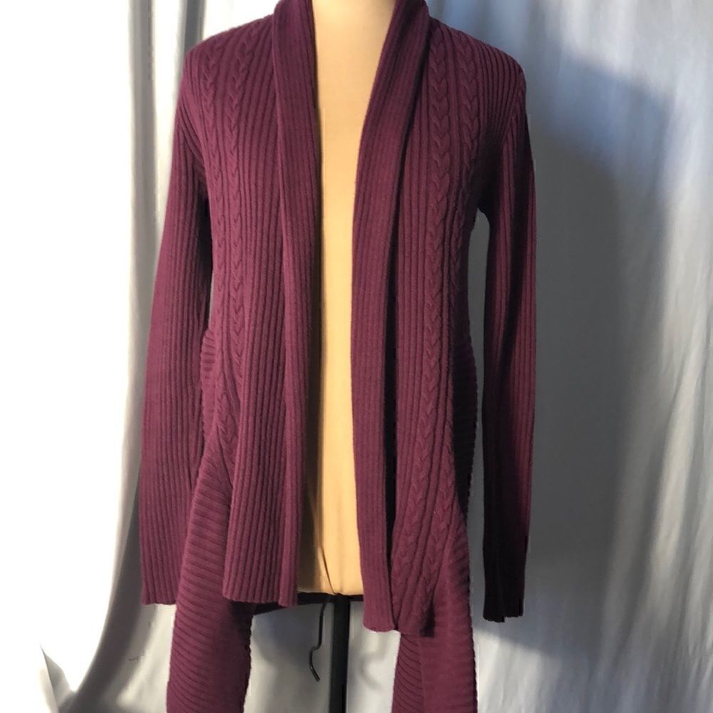 White House Black Market women’s wine waterfall cardigan XS
